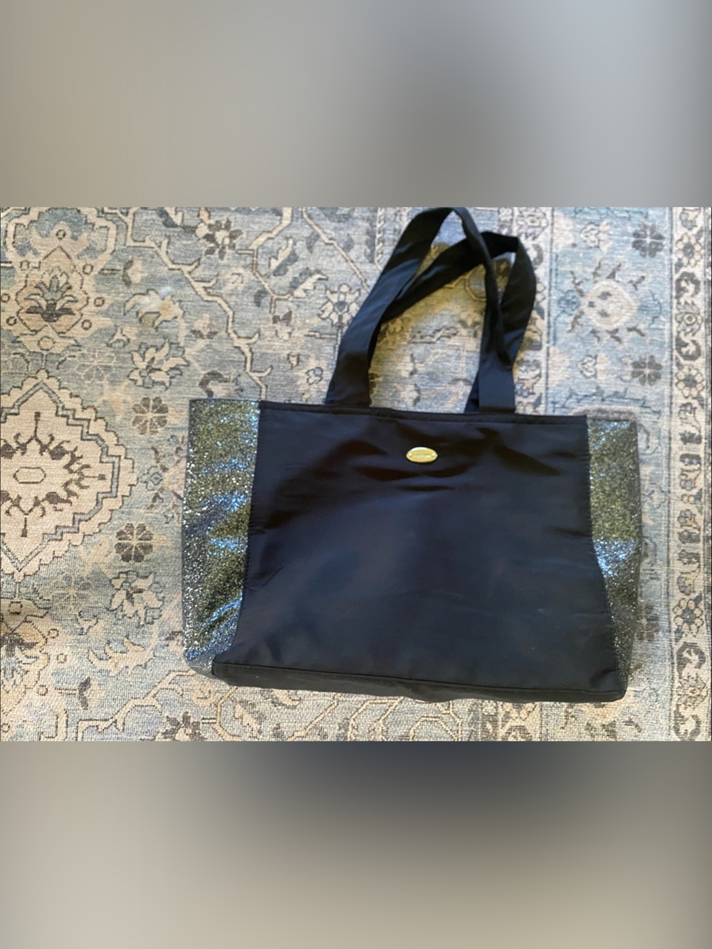 Coach Black Tote Bag with Silver Glitter Accent